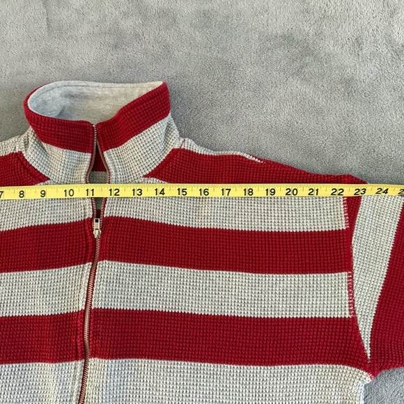Jones New York Sport red and white striped quarter-zip sweater. - Picture 7 of 11